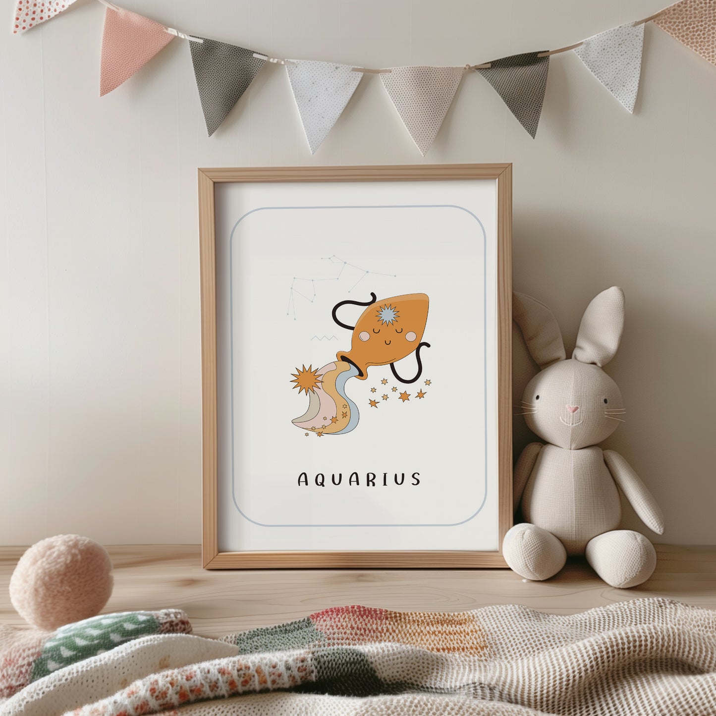 Baby Aquarius Nursery Wall Art, Zodiac Nursery Print