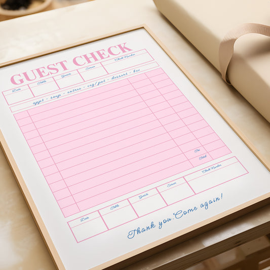 RetroPink Guest Check Print