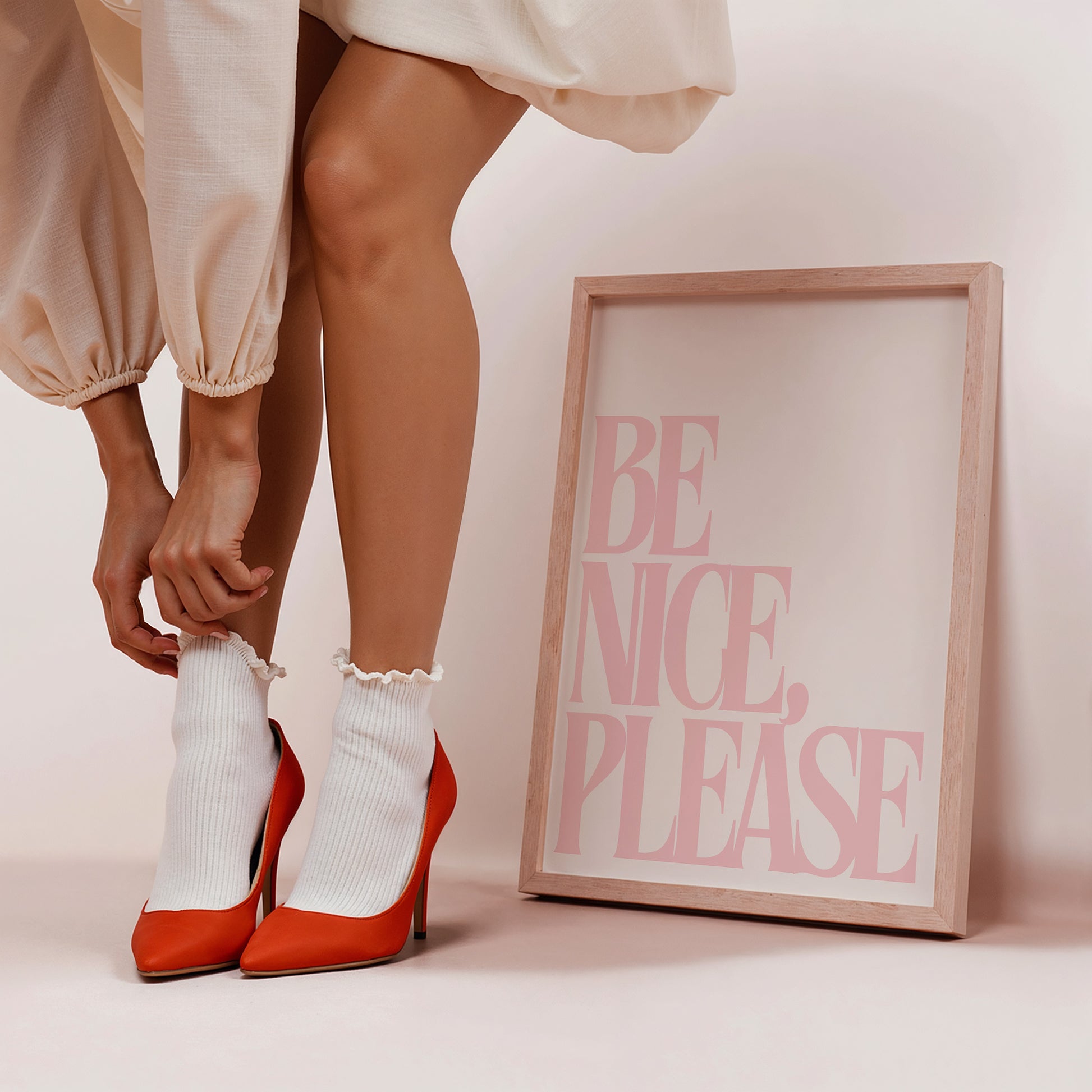 Pink Be Nice Please Quote Print