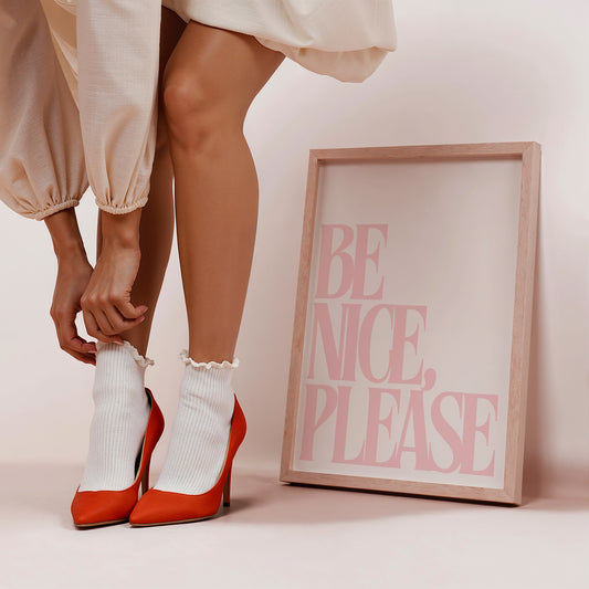 Pink Be Nice Please Quote Print