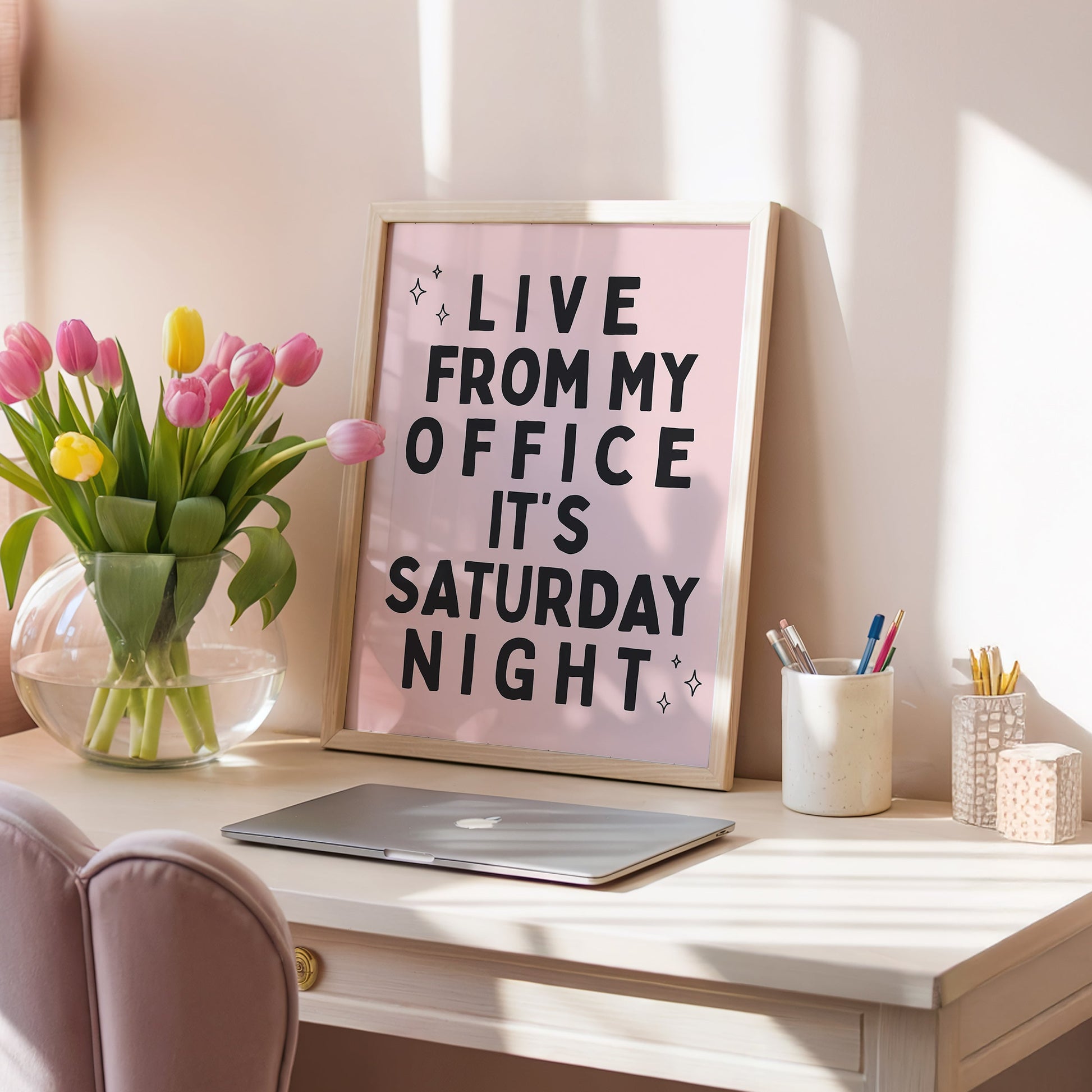 Office Decor " Live From My Desk It's Saturday Night"