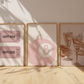 8-Ball pink Stockholm art set of 3 gallery prints — retro surreal dorm bedroom wall decor