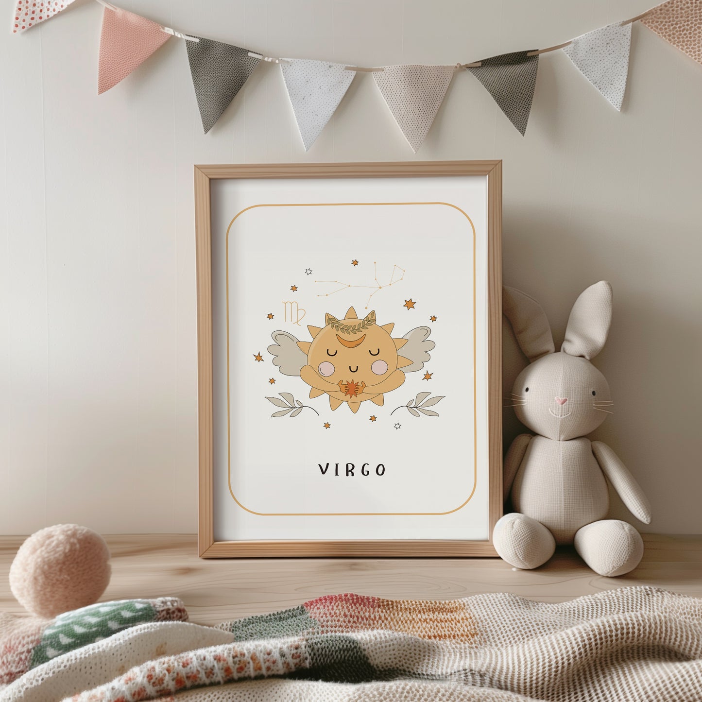 Baby Virgo Nursery Wall Art, Zodiac Nursery Print