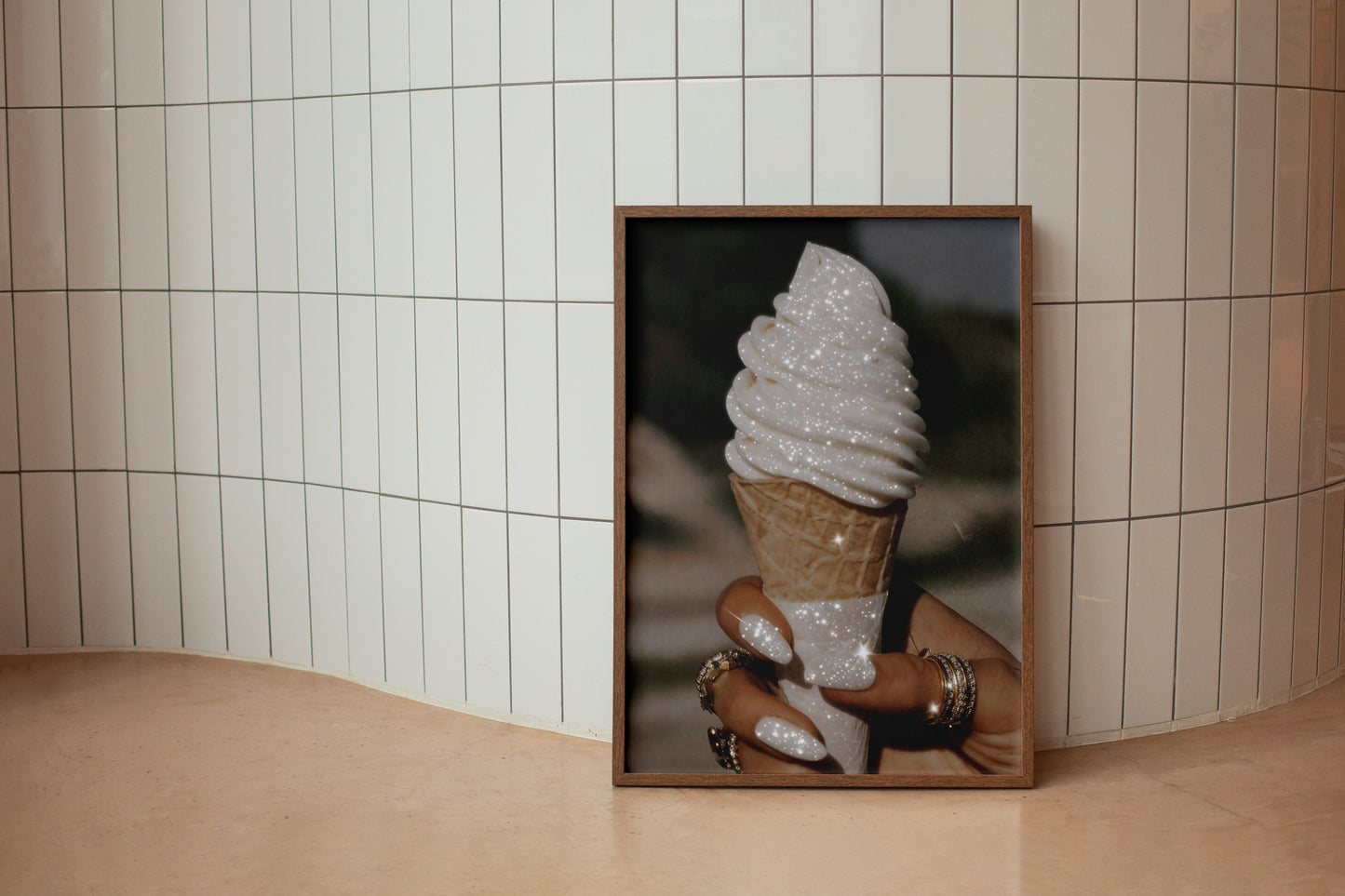 Retro Style Glitter Ice Cream Print - Digital Print