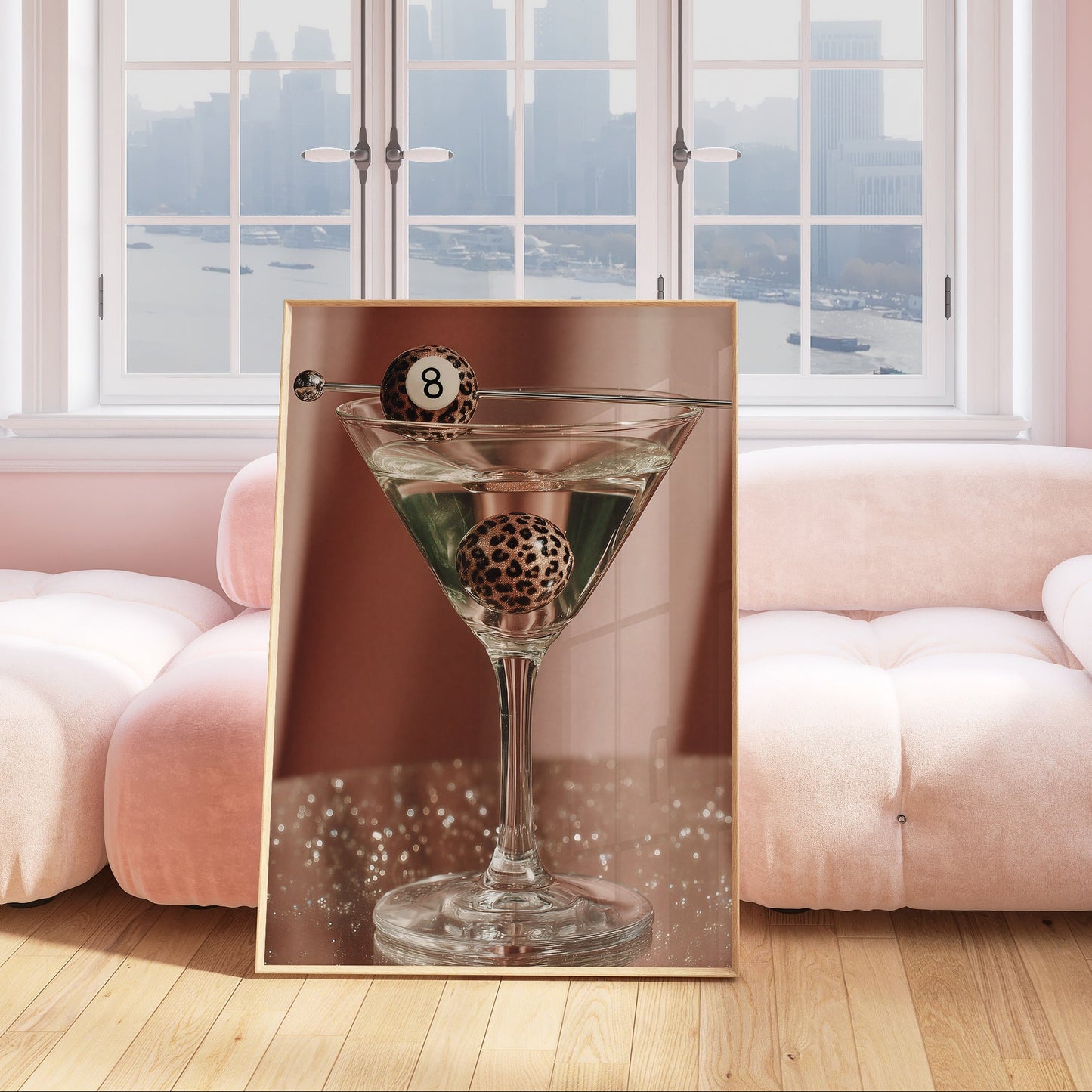 Leopard 8-Ball Martini Cocktail Print - Digital Print