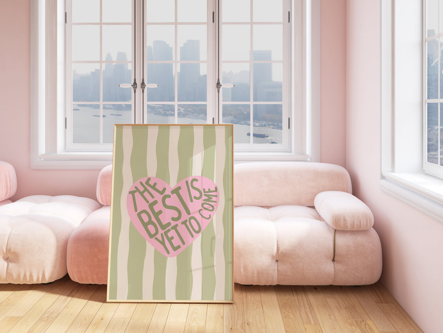 The Best Is Yet To Come Striped Heart Print - Digital Print