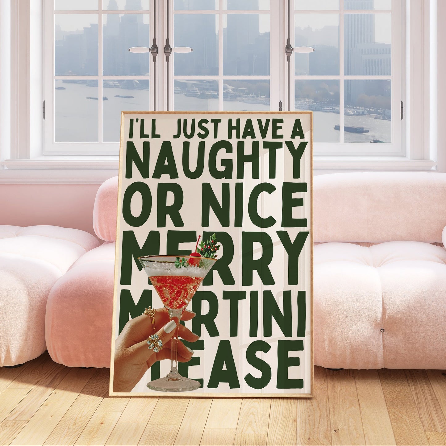 Naughty Or Night Merry Martini Print - Digital Print