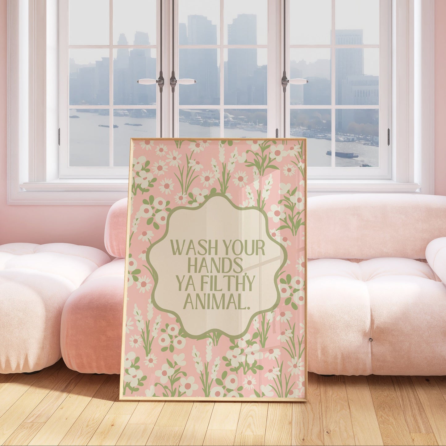 Pink Wash Your Hands You Filthy Animal Bathroom Print - Digital Print