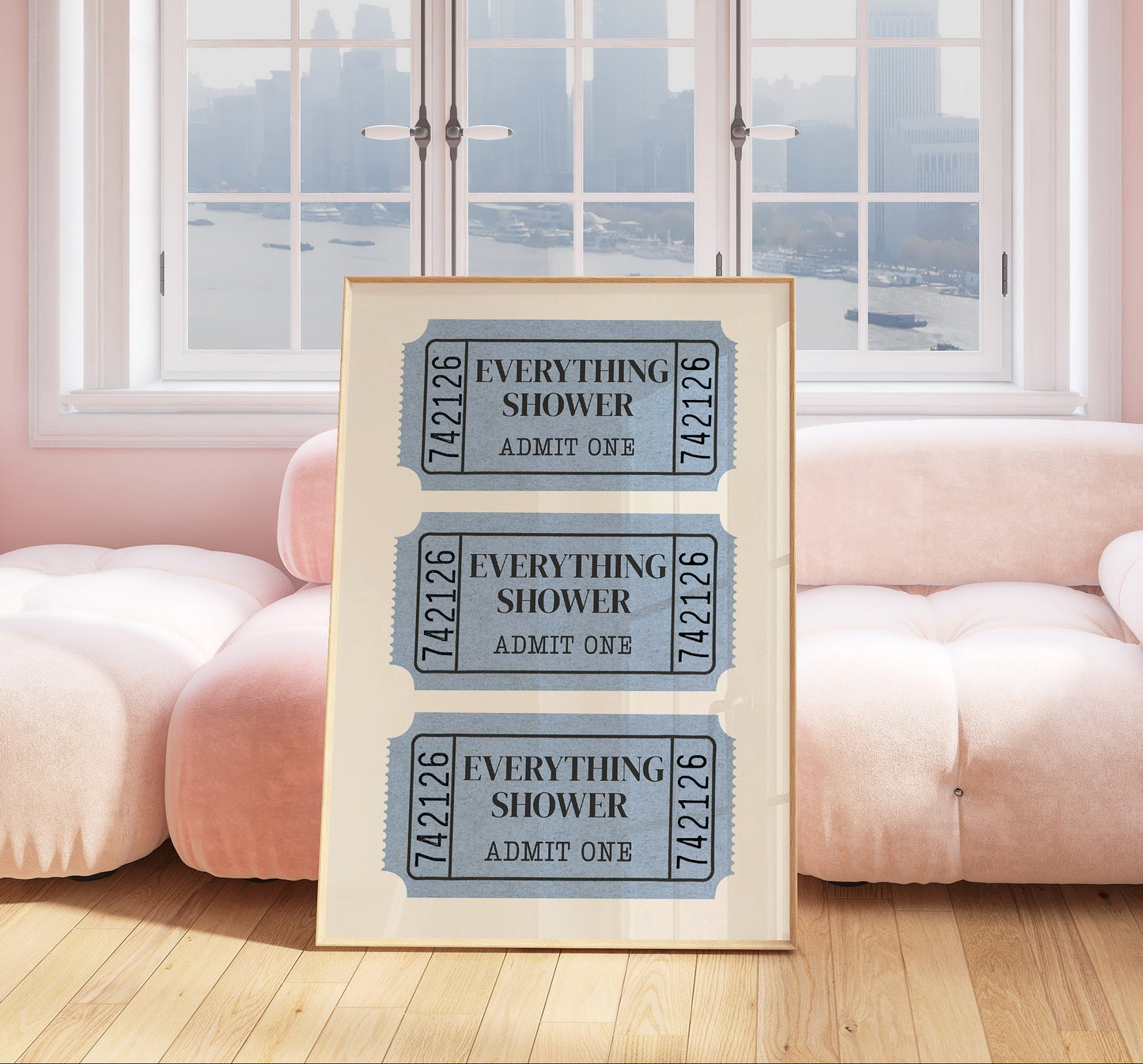 Everything Shower Retro Ticket Bathroom Sign - Digital Print