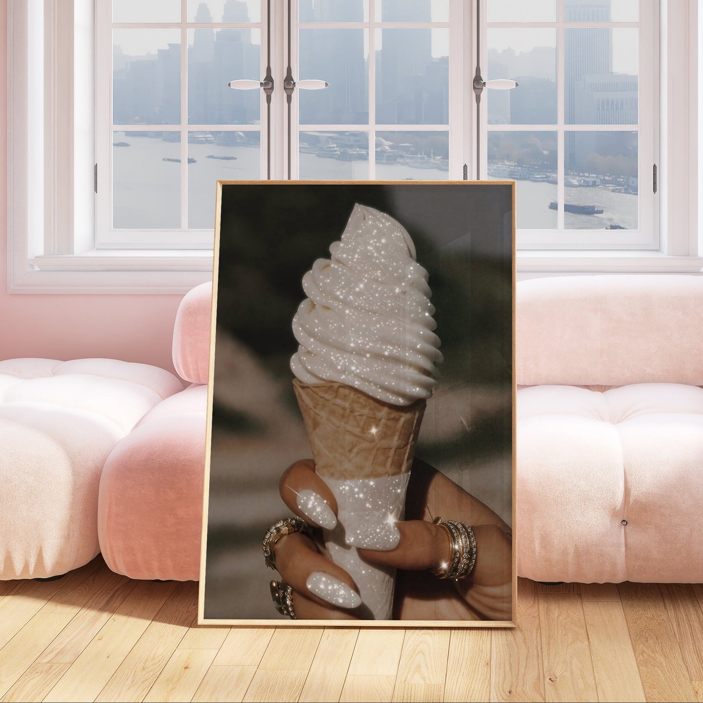 Retro Style Glitter Ice Cream Print - Digital Print