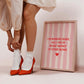 Cute Red & Pink Striped Art Print With the text " Im Boring Baby " 