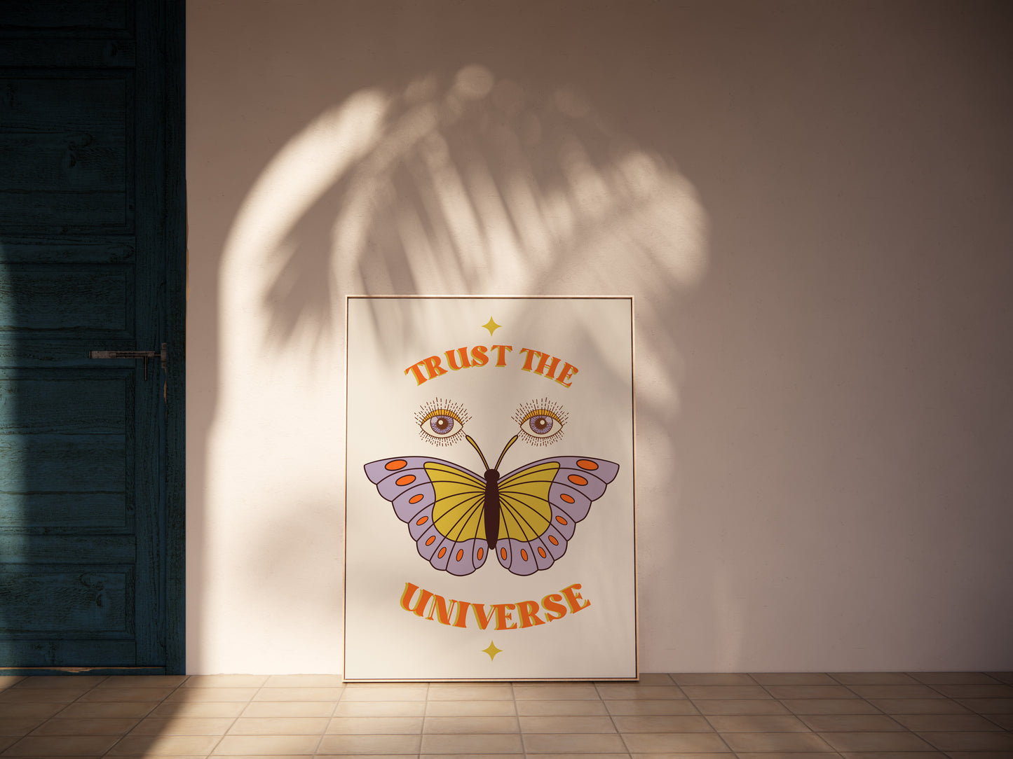 Retro Butterfly Art Print, Trust The Universe Quote