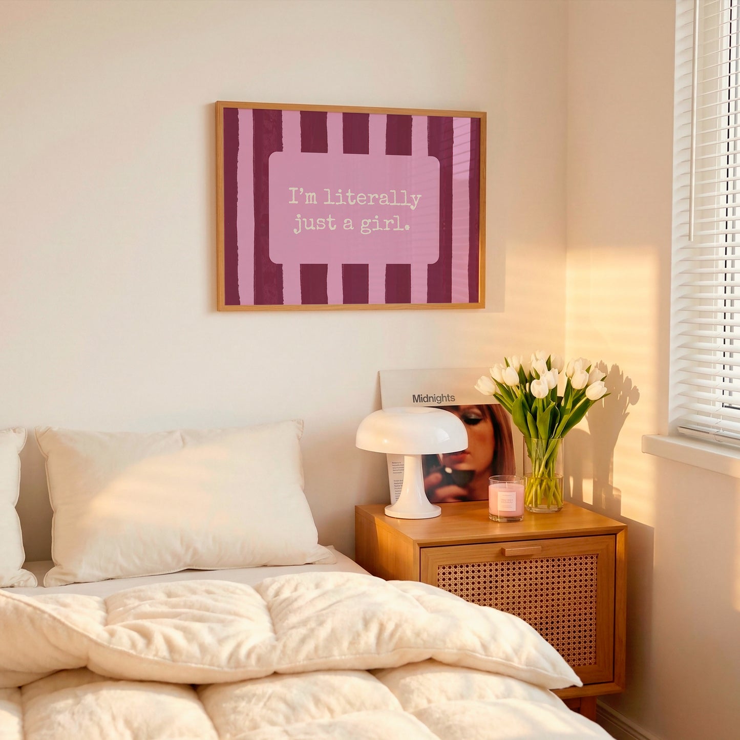 I'm Literally Just A Girl Striped Horizontal Art - Digital Print