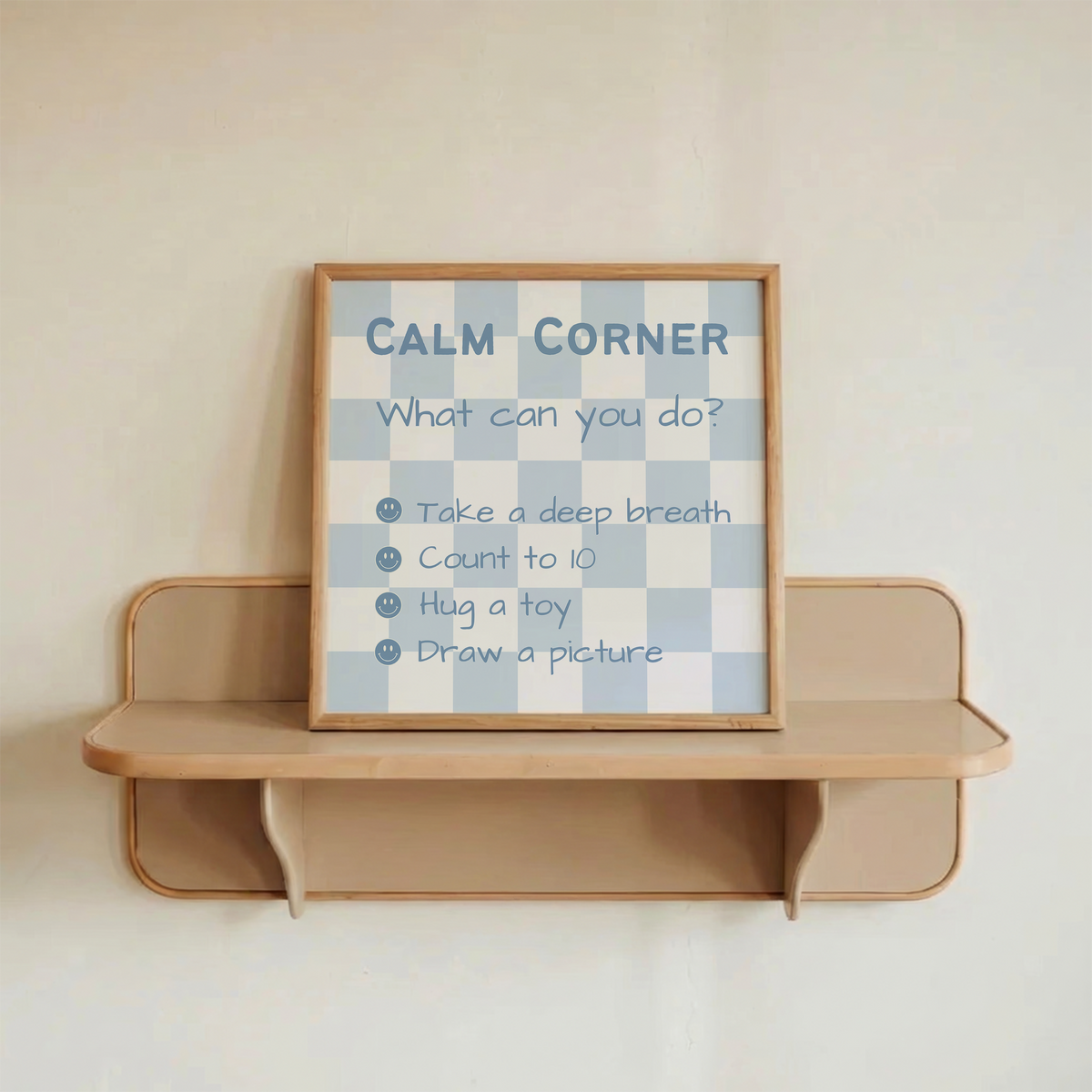 Calm Corner Print | Blue Checkered