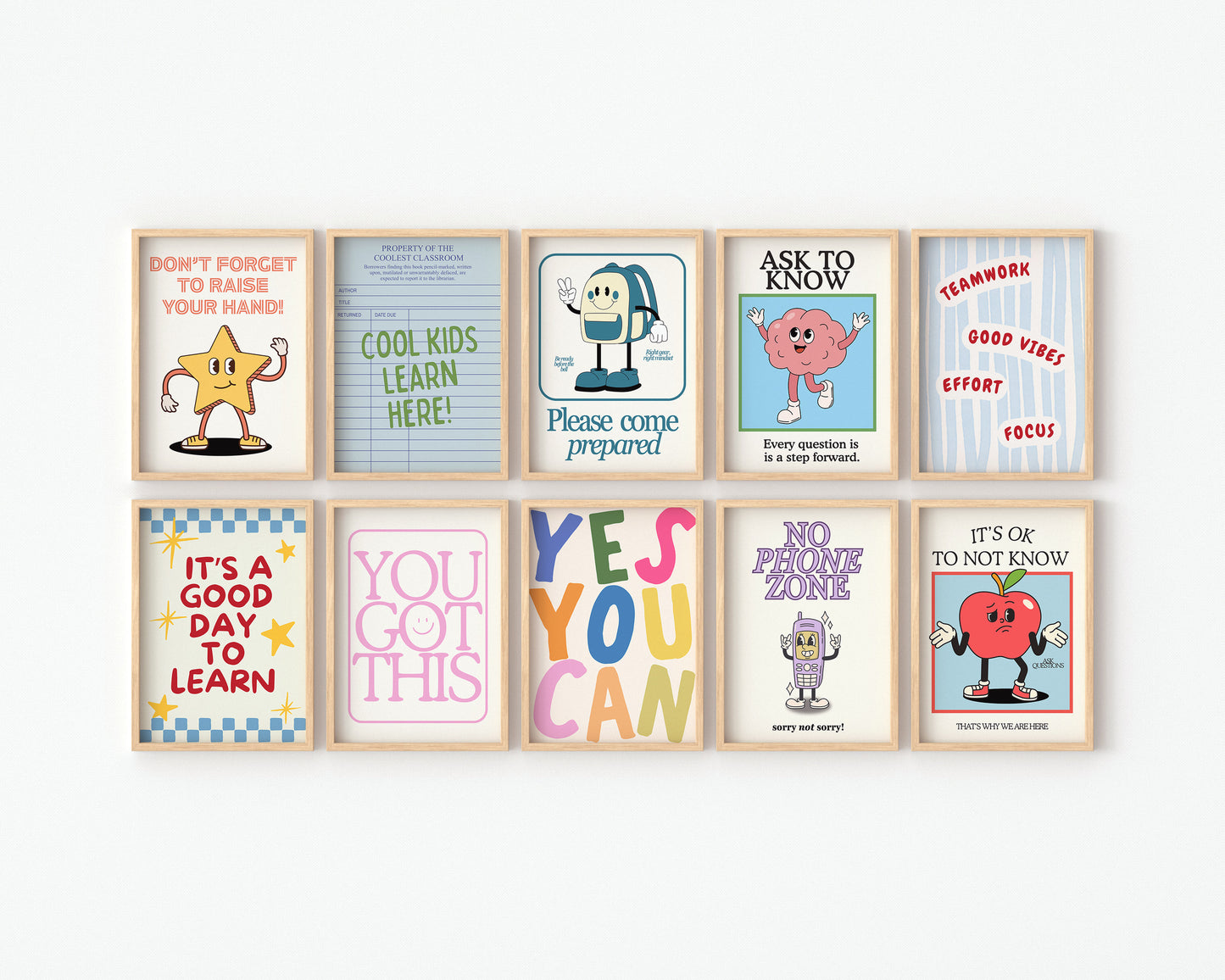 Cool Kids Classroom Rules Art Set of 10 - Digital Print