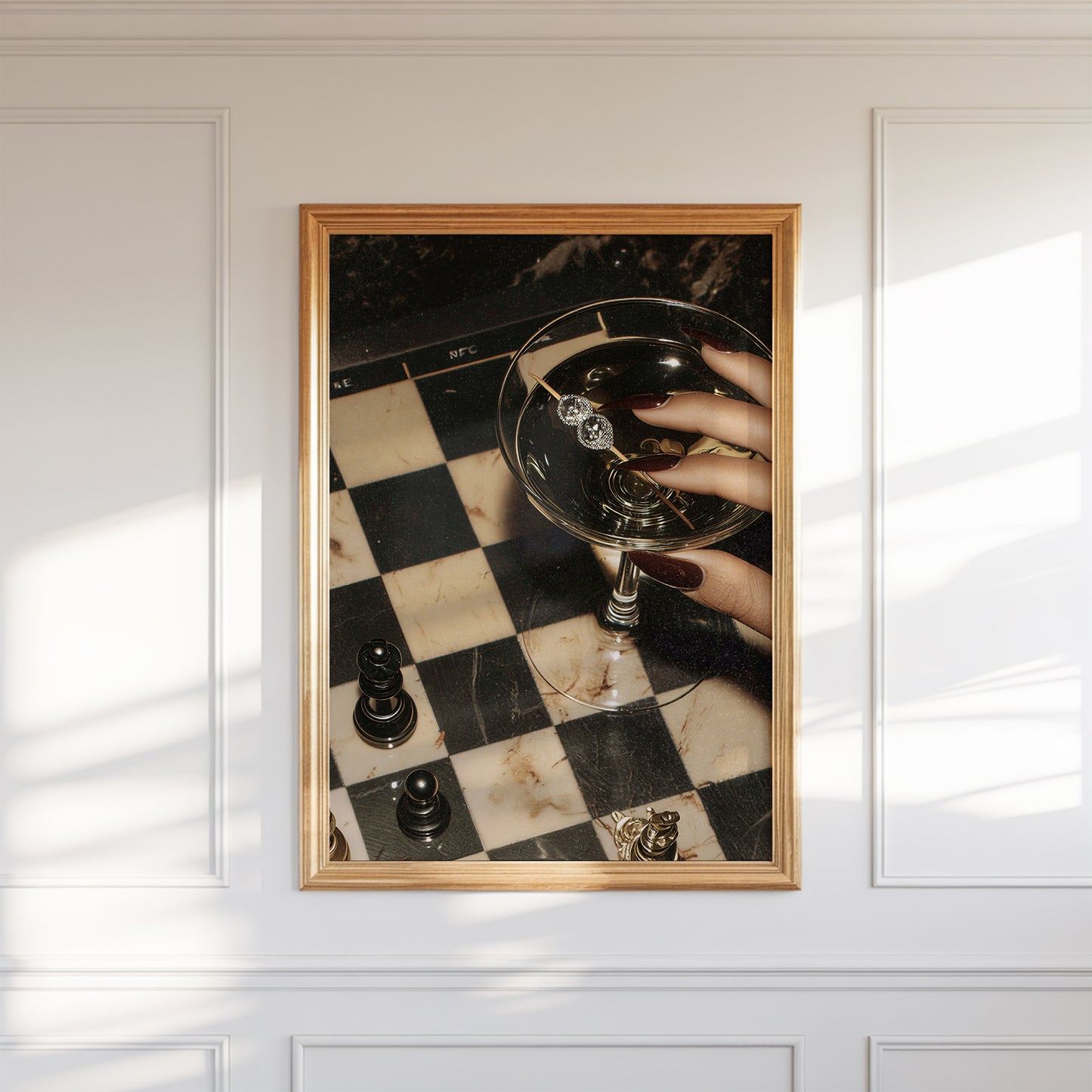 Retro Diamond Martini Checker Board Print- Digital Print