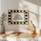 Cool People Eat Here Black & White Checkered Print -  Digital Print ( Horizontal )