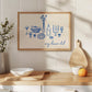 Blue Cozy Dinner Club Art - Digital Print