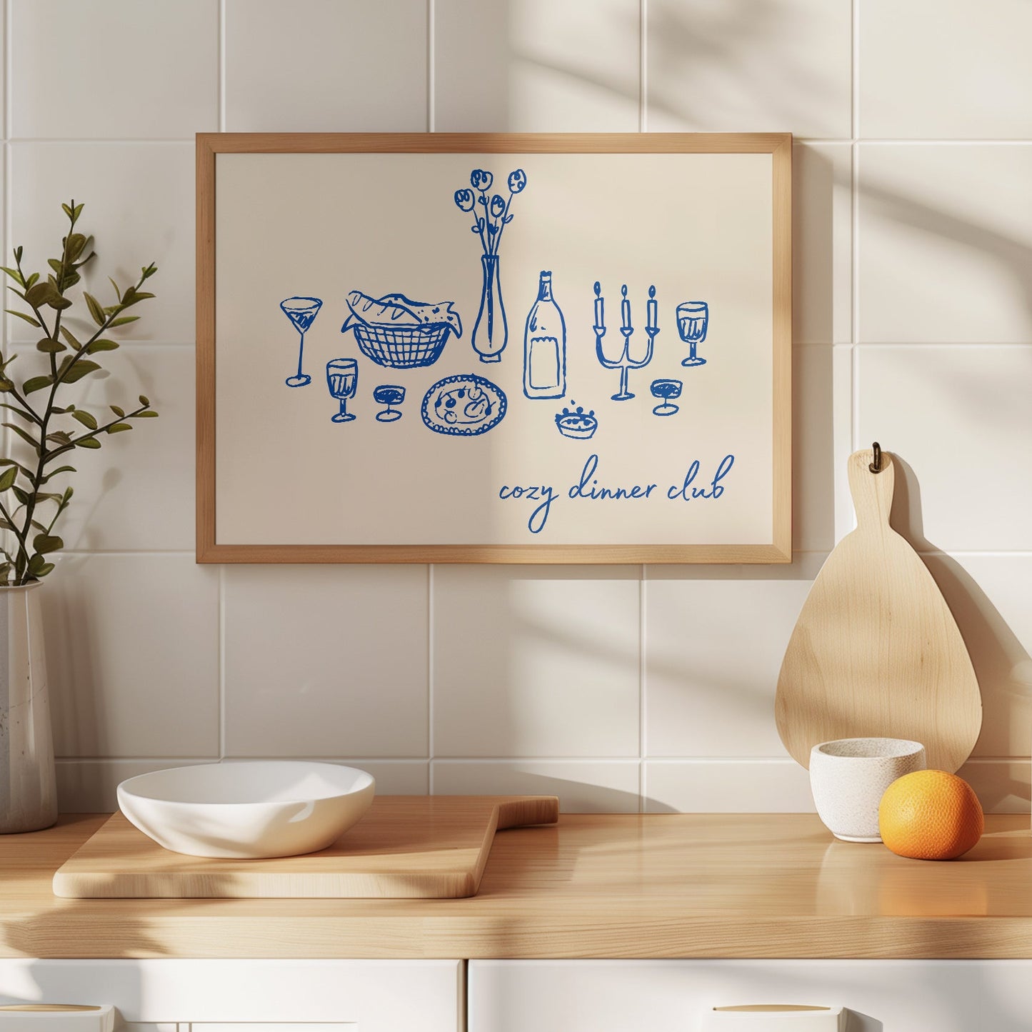 Blue Cozy Dinner Club Art - Digital Print