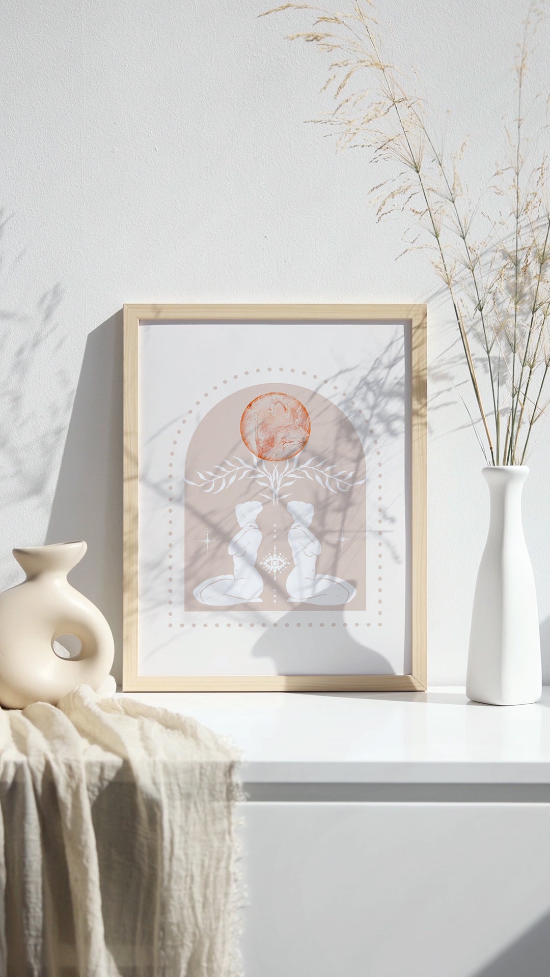 Boho Pink Moon Arch Wall Art Print