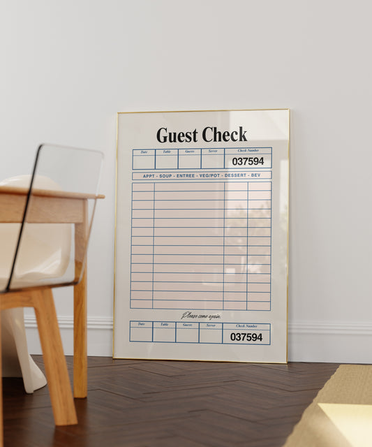 Vintage Retro Diner Blank Check