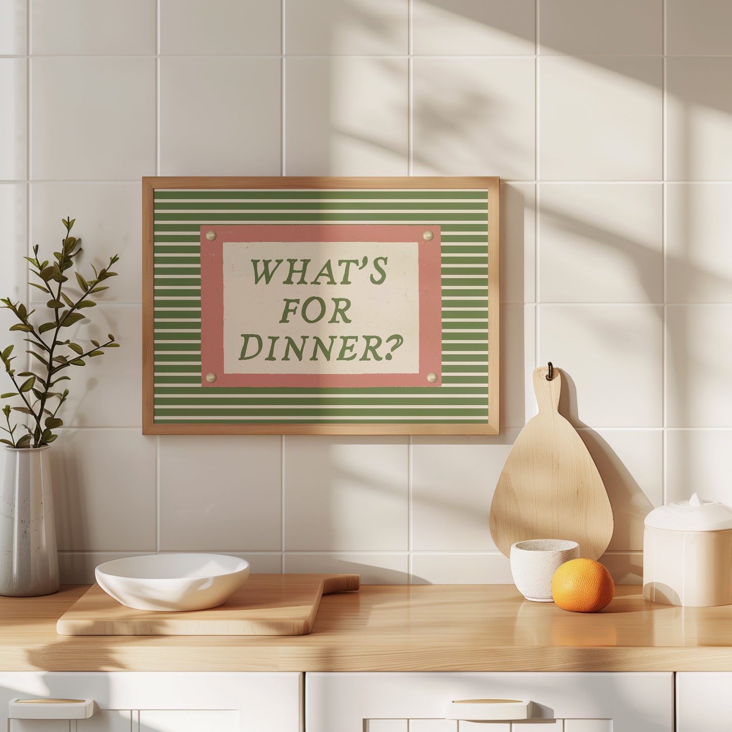 What's For Dinner Striped Print -  Digital Print ( Horizontal