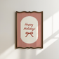 Happy Holidays Print | Red Pinstripe Bow