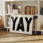 'Yay' modern text art poster — bright uplifting dorm room or living room wall decor
