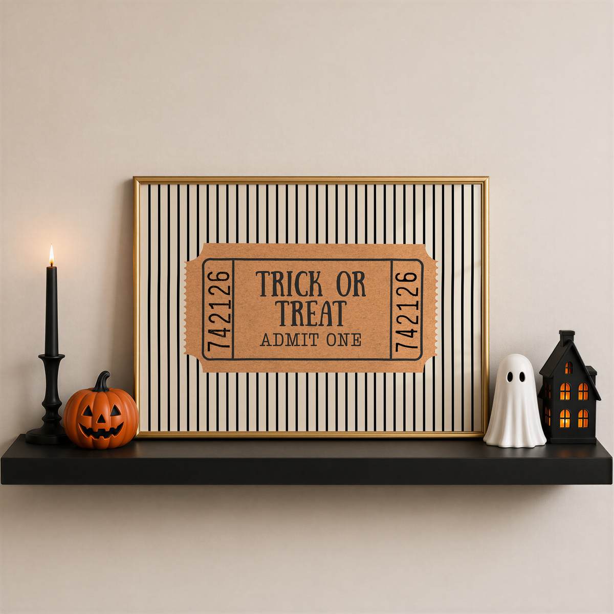Trick or Treat, Admit One | Vintage Halloween Ticket Print