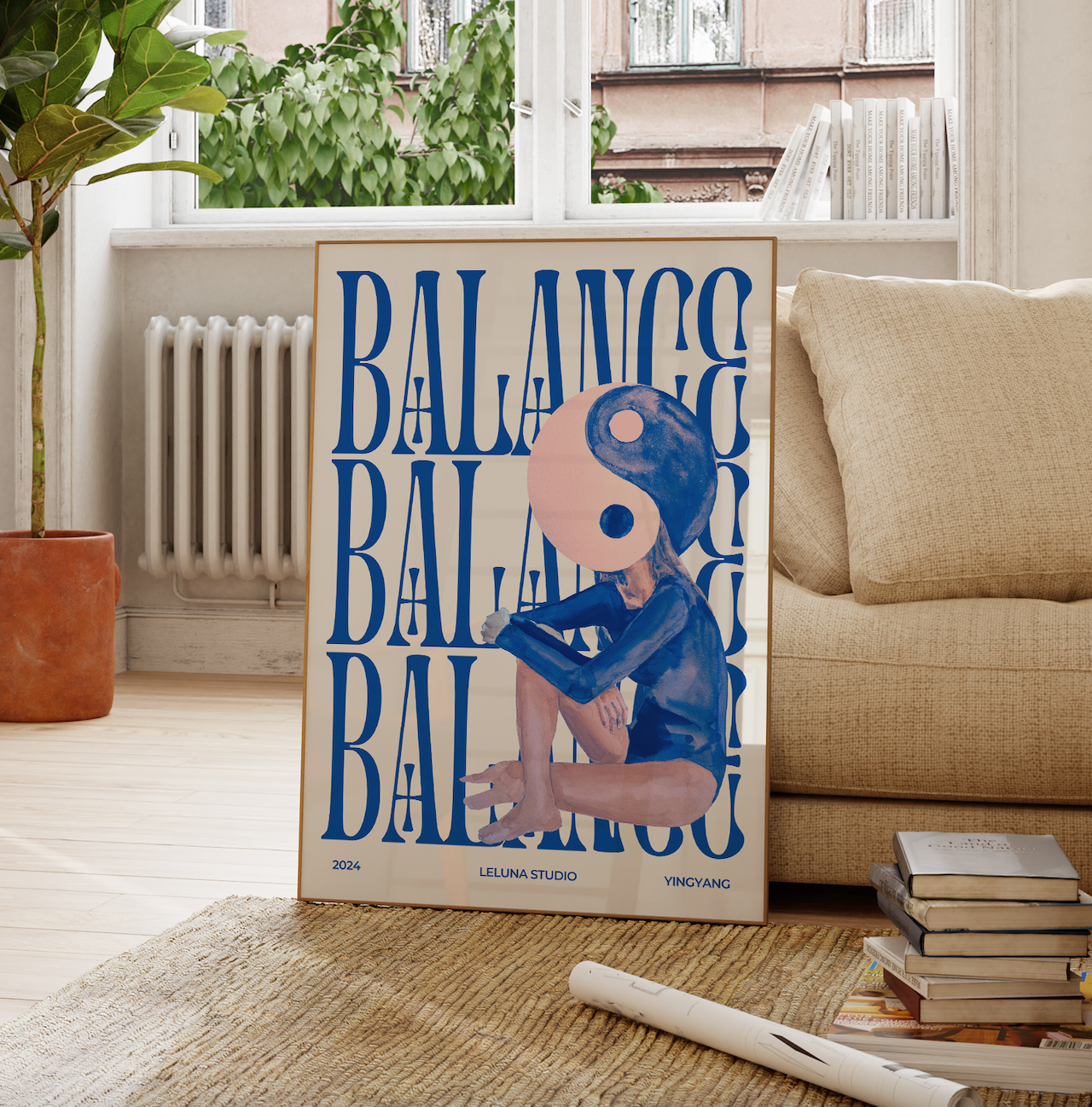 Balance Quote Print, Funky Typography Print, YingYang Print, Digital Download