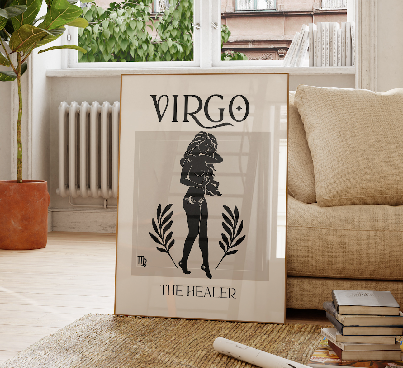 Zodiac Virgo Goddess Wall Art Print, Sun Sign Art