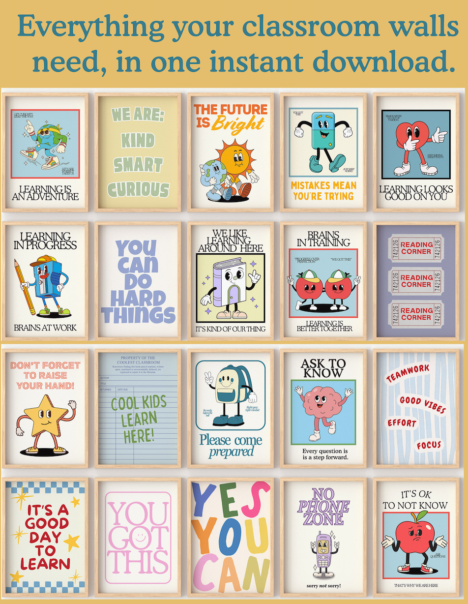 Ultimate Classroom Decor Bundle Set of 40 | Complete Teacher Wall Art Collection - Digital Print