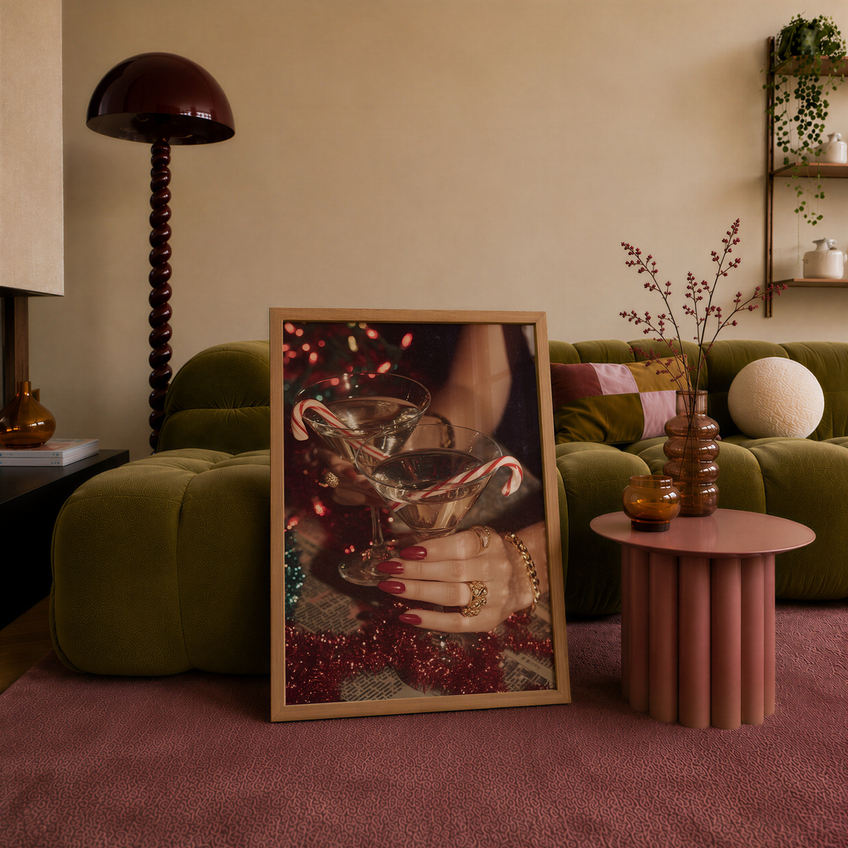 Candy Cane Martini Print | Vintage Christmas