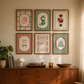 Vintage Christmas Print Set of 6 | Red & Green