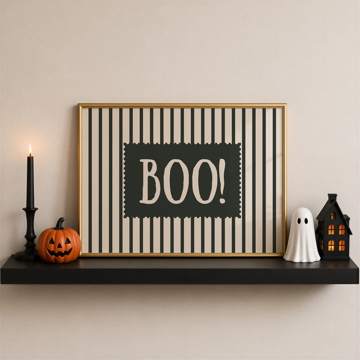 BOO! | Striped Stamp Print