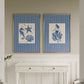 Mermaid & Seashells Coastal Blue Striped Set Of 2 - Digital Print
