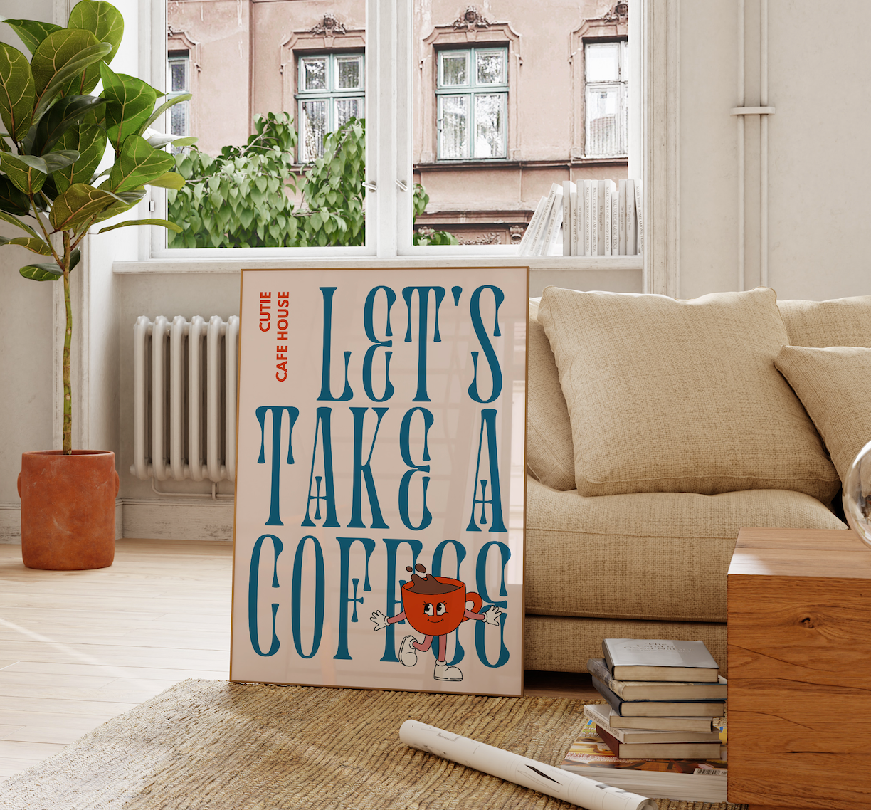 Let's Take A Coffee / Typography Print / Digital Download/ Coffee Art / Cafe Art/ Kitchen Wall Art