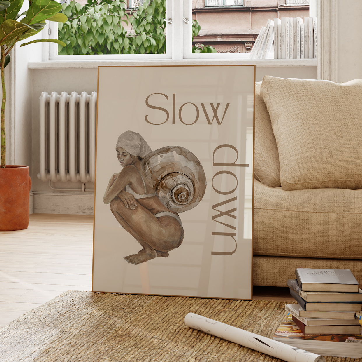 Slow Down Spiritual Quote Artwork, Magical Wall Art, Spiritual Sayings Poster, Typography Print, Mindfulness Wall Art, Positive Affirmation Snail Art (Copy)