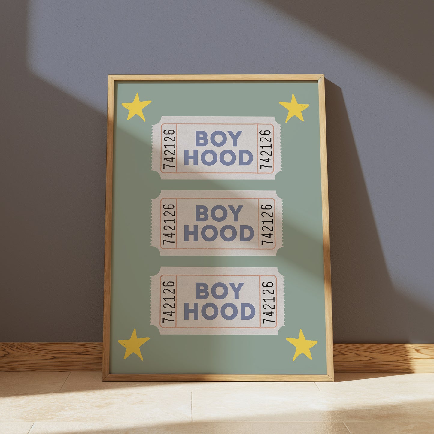Blue BoyHood Ticket Print - Digital Print