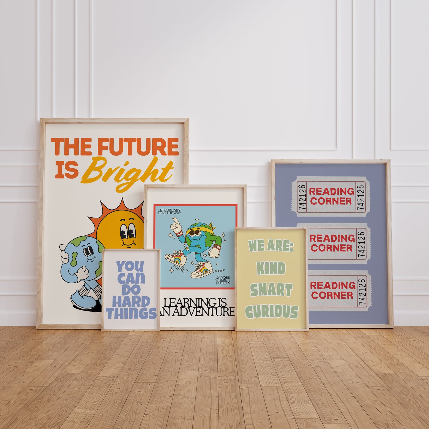 Vintage Retro Mascot Classroom Art Set Of 10 - Digital Print