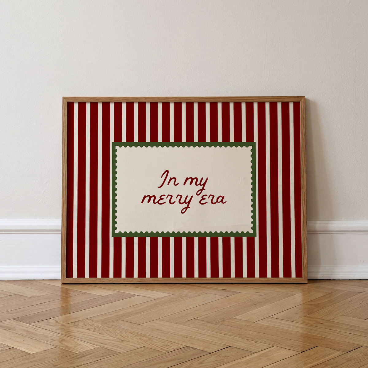 In My Merry Era | Red Striped Christmas Stamp Print
