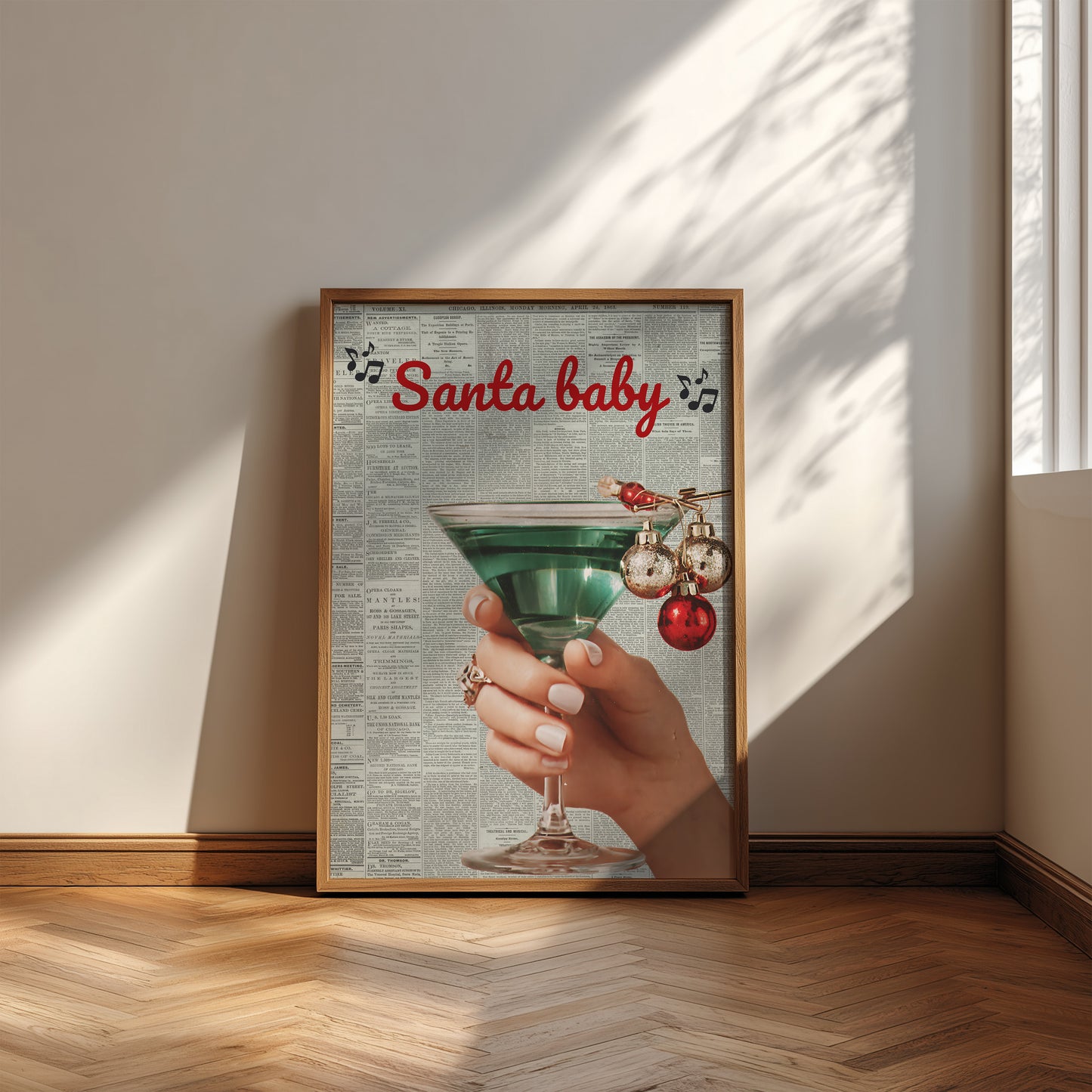 Santa Baby Retro Christmas Art - Digital Print