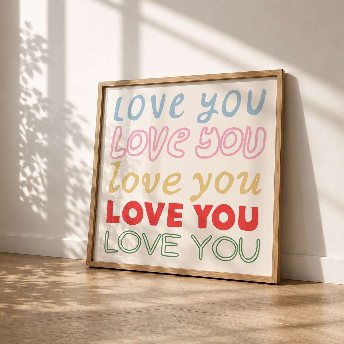 Love You — Colorful Typography Square Print