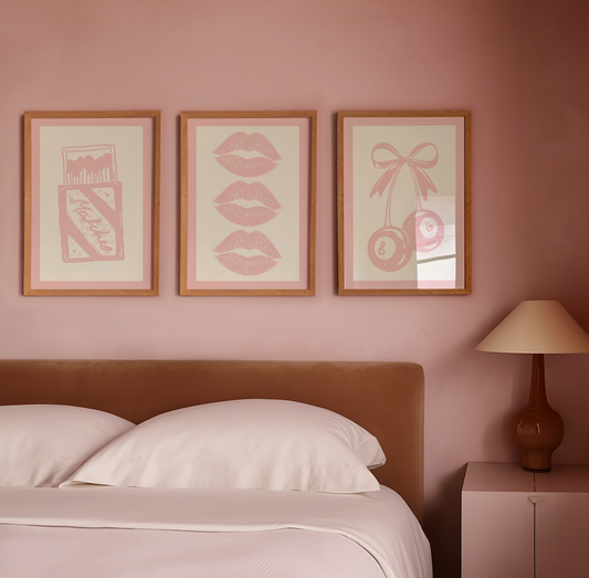 Pink Coquette Art Set of 3 - Trendy Gallery Wall Prints - Digital Print