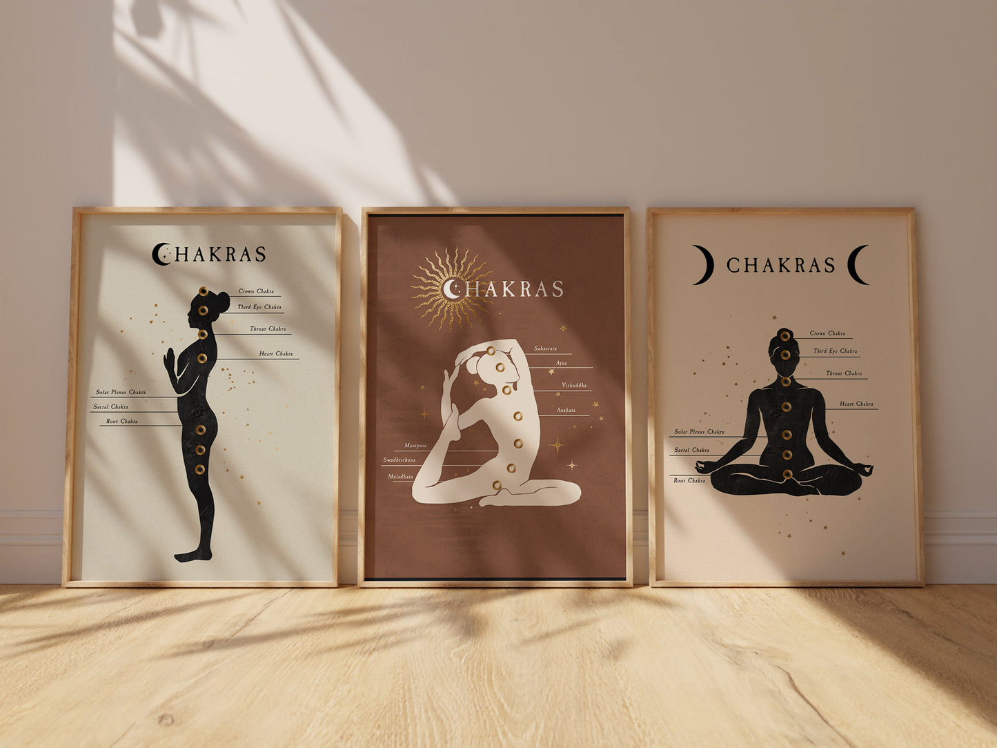 Yoga & Chakra Wall Art Set Of 3, Infographic Yoga/ Chakra Wall Poster Print
