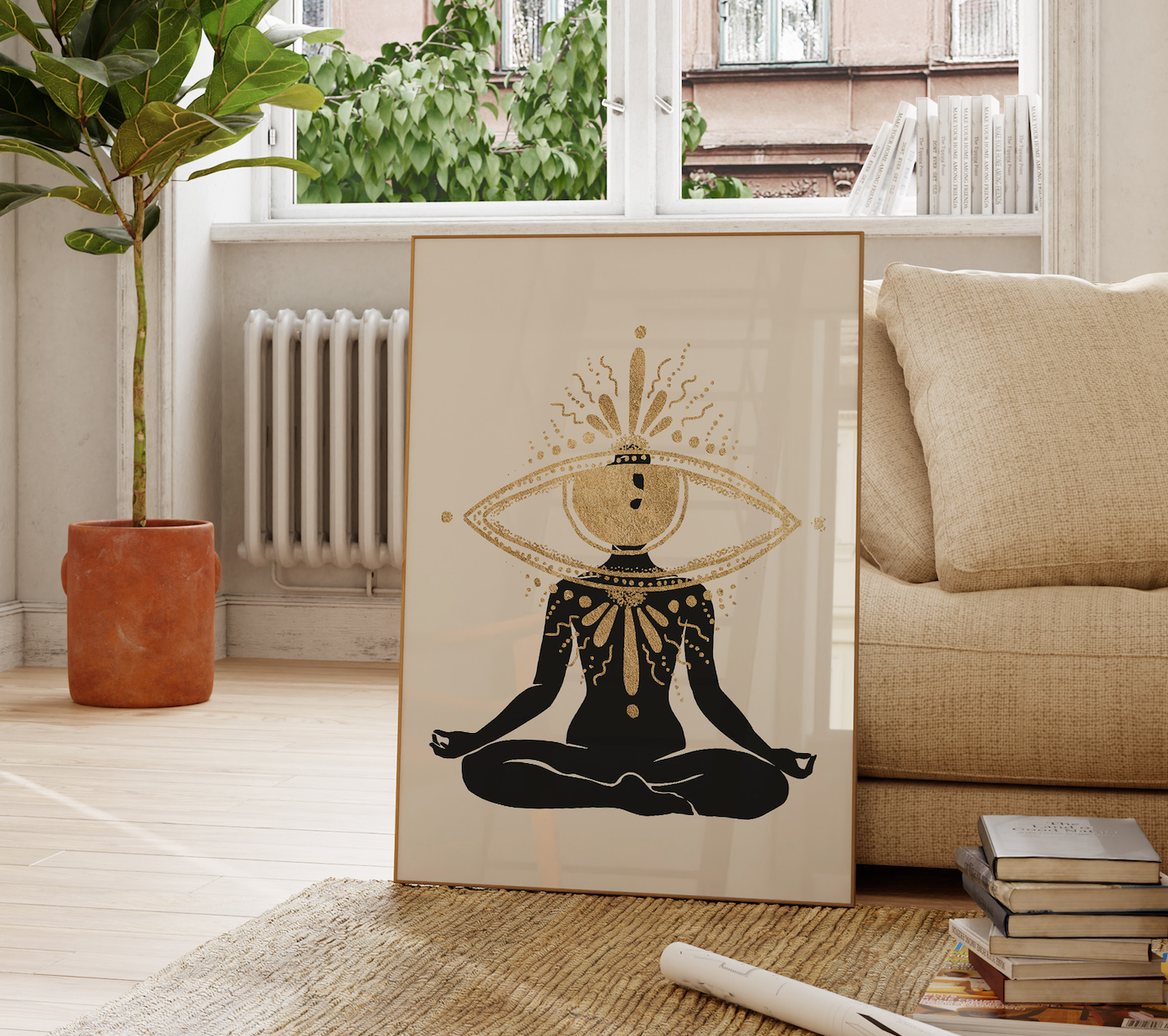 Golden Yoga Goddess Print