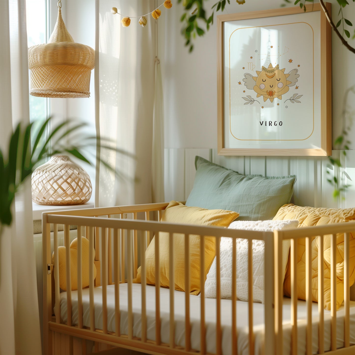 Baby Virgo Nursery Wall Art, Zodiac Nursery Print