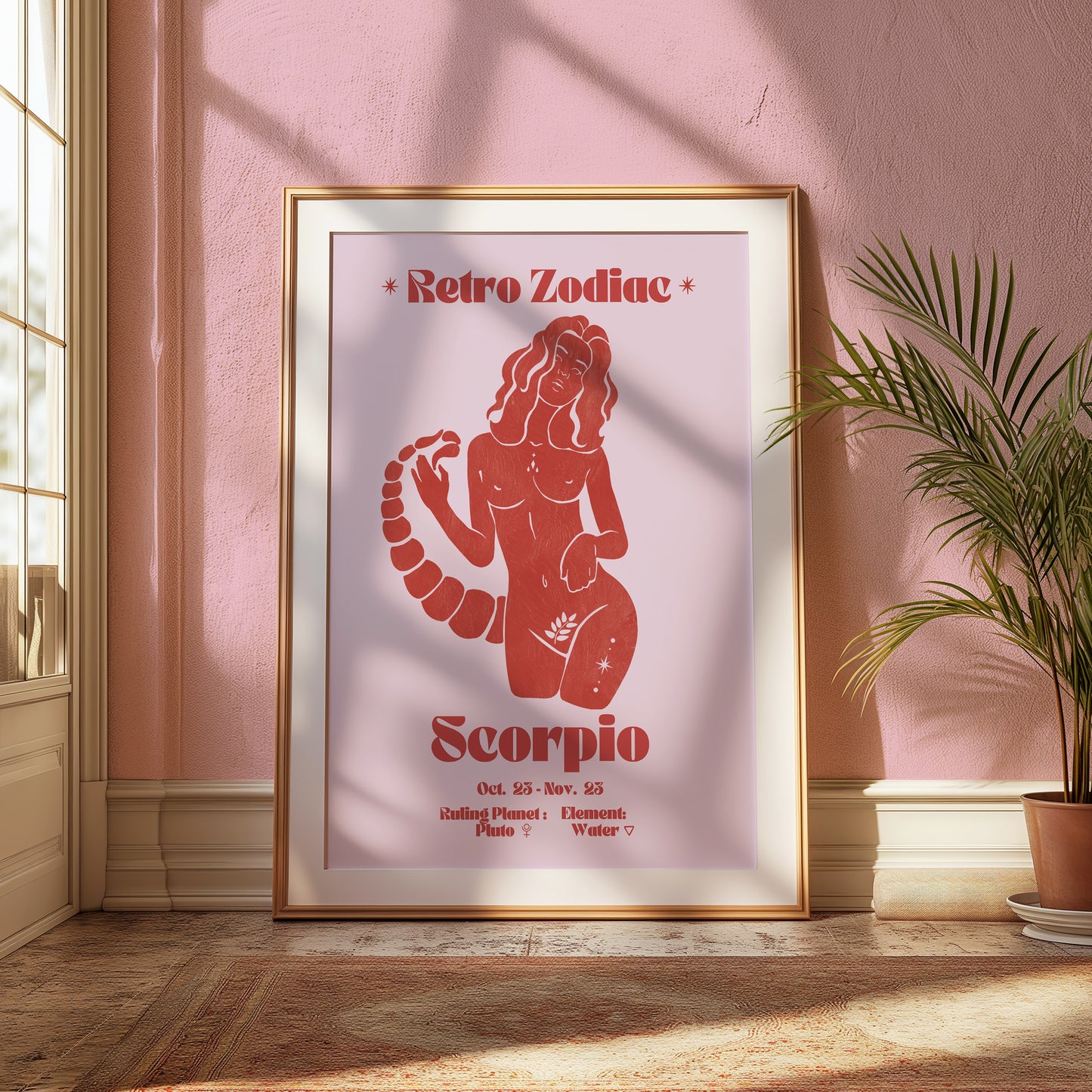 Retro Zodiac Scorpio Goddess Wall Art Print, Sun Sign Art