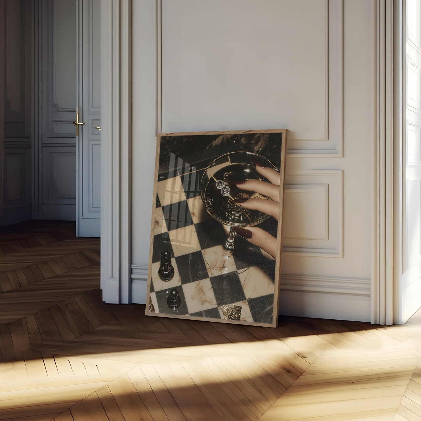 Retro Diamond Martini Checker Board Print- Digital Print