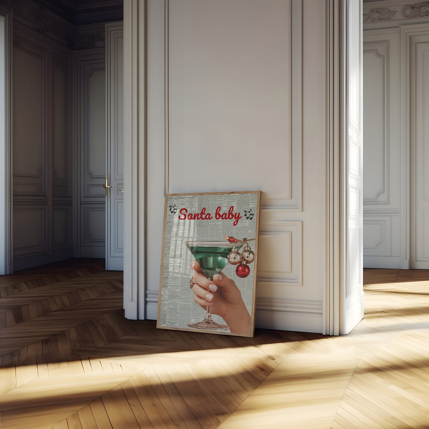 Santa Baby Retro Christmas Art - Digital Print